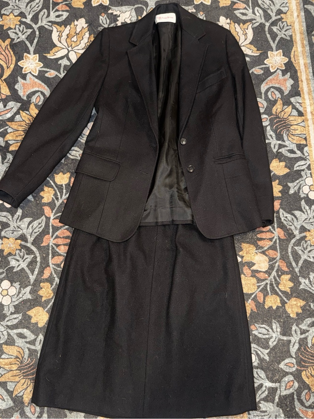 Evan Picone Wool Black Women's Blazer and Skirt Suit